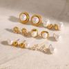 Stainless steel pearl stud earrings titanium steel earrings European and American earrings
