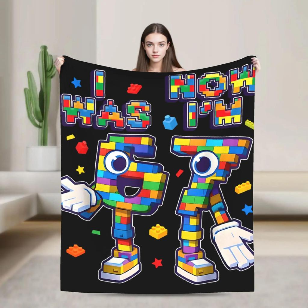 Funny Italian Brainrot Meme Six Seven Birthday Blanket Soft Plush Throw for Sofa Bed Flannel Blanket Gift for Girls