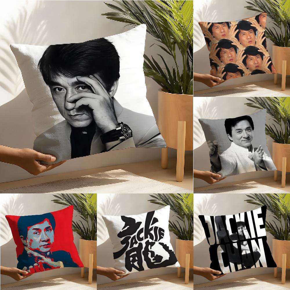 Coole Kung Fu Jackie Chan Kissenhülle Baumwoll-Leinen-Stoff Quadratisch Reißverschluss Kissenbezug Heimdekoration Wohnzimmer