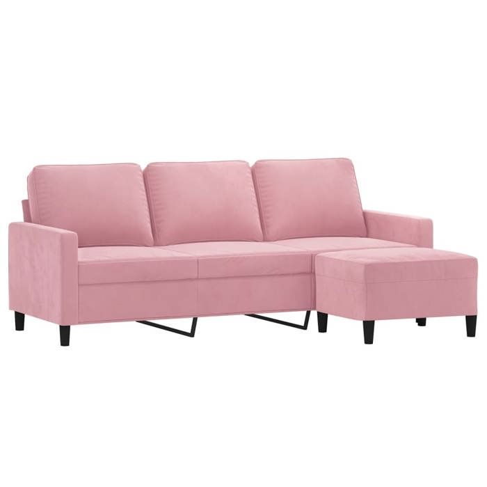 VidaXL 3-seater Sofa with Footrest Pink 180 Cm Velvet, Sofa, Sofa with Footrest, Three-seater Sofa, 3201058