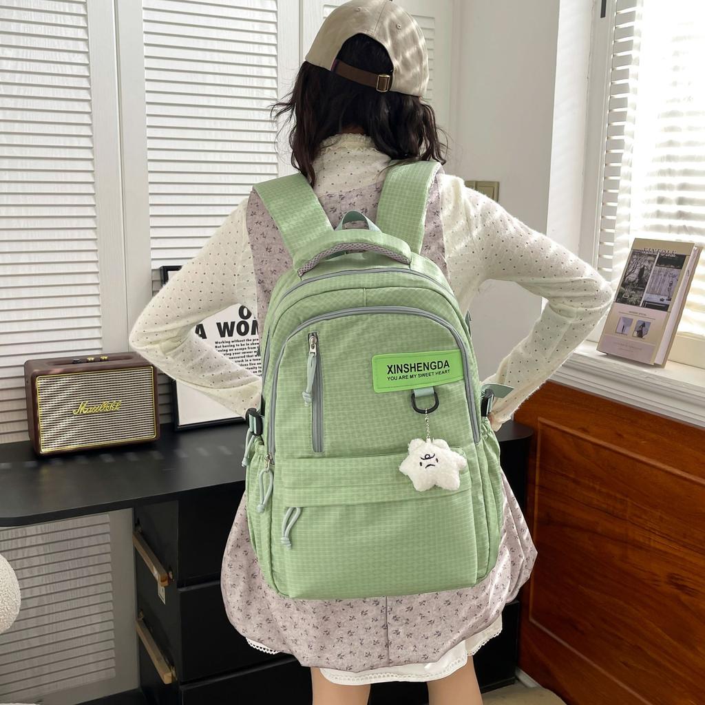 School Bag for Middle and High School Students, Large-capacity Leisure Travel Backpack, Campus Backpack for Women, Korean Style INS Minimalist Plaid