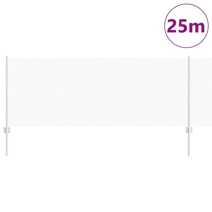 VidaXL Clôture en Fil Soudé avec 11 Poteaux en U Argent 0.8x25 m Acier 3336358