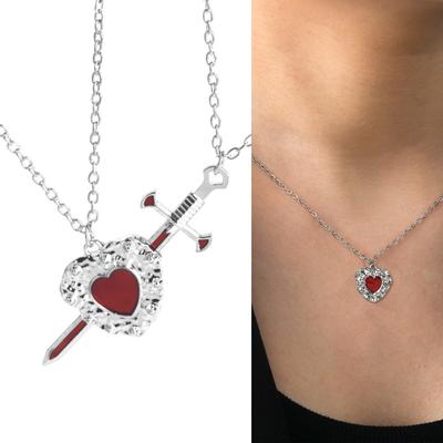 Alloy Swords Heart Pendant Necklace for Couples Stylish Collarbone Chain Gift for Special Occasions and Daily Wear