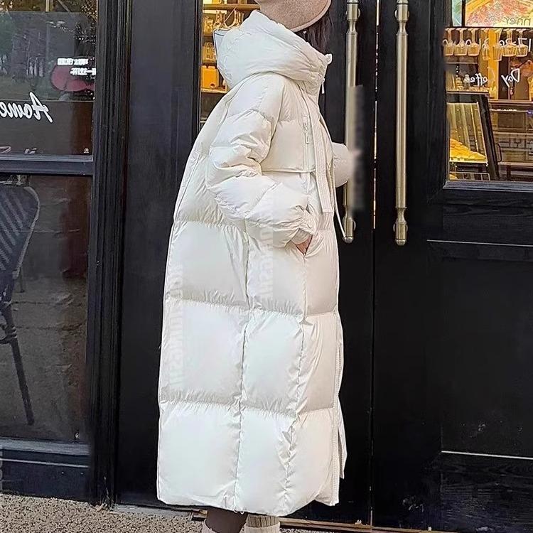 Korean Version of High-quality Thickened White Duck Down Big Quilt 2025 Winter New Down Jacket Women's Long Knee Jacket Tide