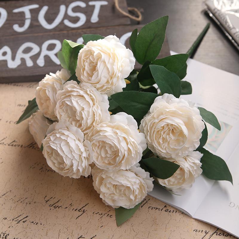 Artificial Rose Flower Bouquet With Silk Material For Wedding Decor And Photography Props