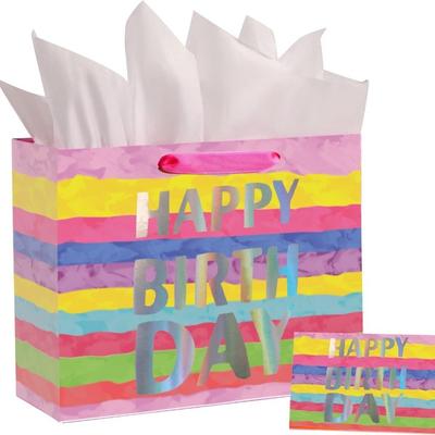 Colorful Birthday Gift Bag Reusable Gift Boxes Party Decoration Boxes  for Birthday, Baby Shower