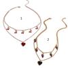 Trendy INS Style Neck Chain Jewelry Sweet Cool Double Layer Necklace with Lovely Cherry/Grape and Heart Pendant Charm