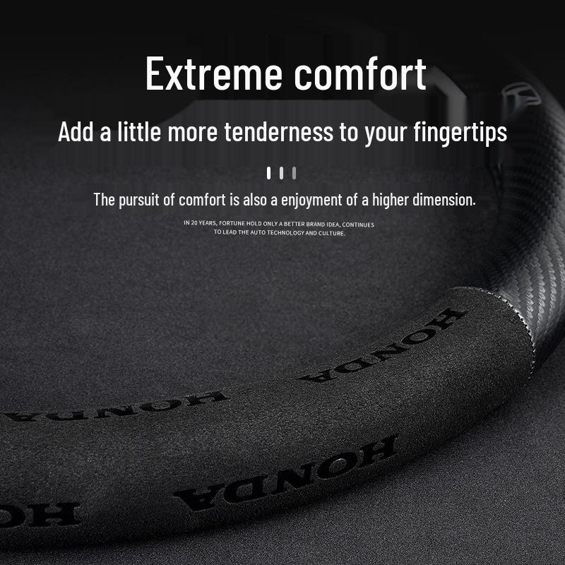 Compatible Suede Steering Wheel Cover for Honda: Accord, Civic, XRV, Spirior, Avancier, Odyssey - Anti-Slip Design.