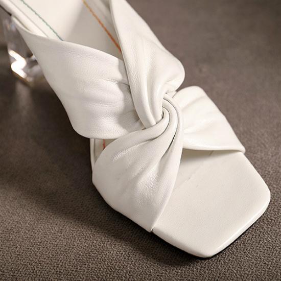 

Женские сексуальные сандалии на прозрачном каблуке, слипоны с открытым носком, босоножки на высоком каблуке, тапочки, модная и популярная женская обувь 35 белый