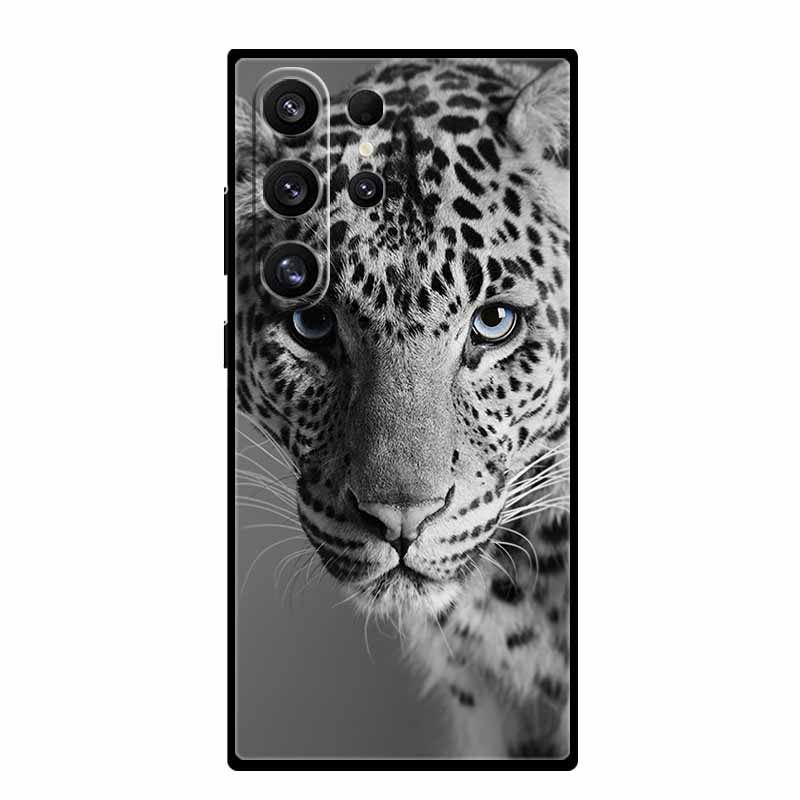 For Samsung Galaxy S25 Ultra Cover Lion Tiger Black Silicone Painted Starry Cat Case For Galaxy S24 S23 S22 S21 Ultra TPU Shell