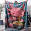 Ramen Axolotls Art Design Throw Soft Flannel Throw Summer Blanket Lightweight Cozy Nap Blanket for Sofa Bed Travel