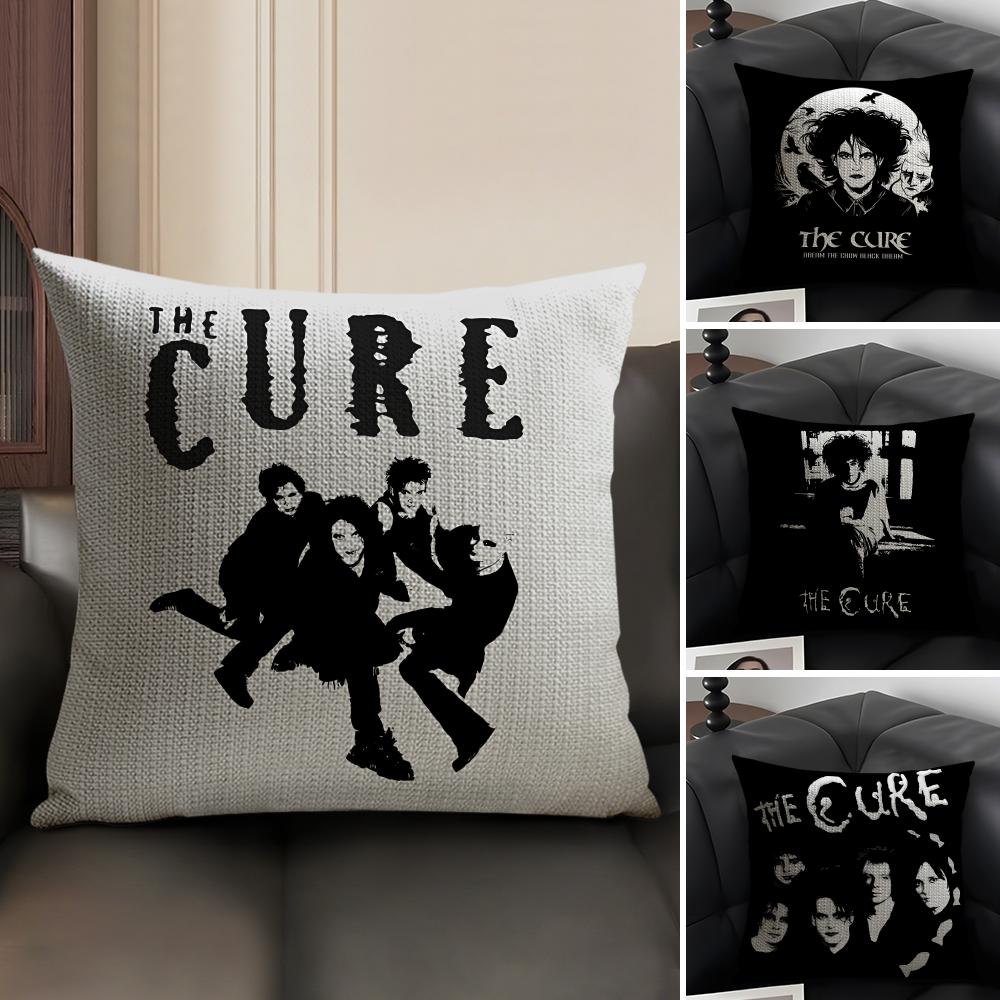 The Cure Rockband Kissenbezug Natürlicher Leinen Bio-Stoff Doppelseitiger Druck Sofa Heimdekoration Geschenk Kissenhülle