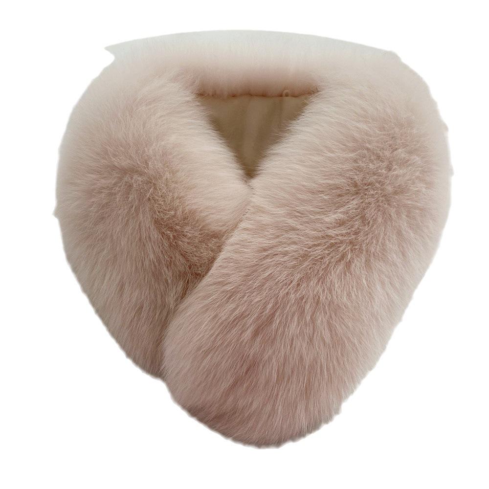 Faux Fur Snood Scarf with Magnetic Fox Fur Collar - Trendy Hanfu Down Jacket Accessory