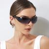 Protective Glasses Punk Sunglasses One Piece Rimless Sun Glasses Women Men 2000's Riding Sport Wrap Around Shades Eyewear UV400