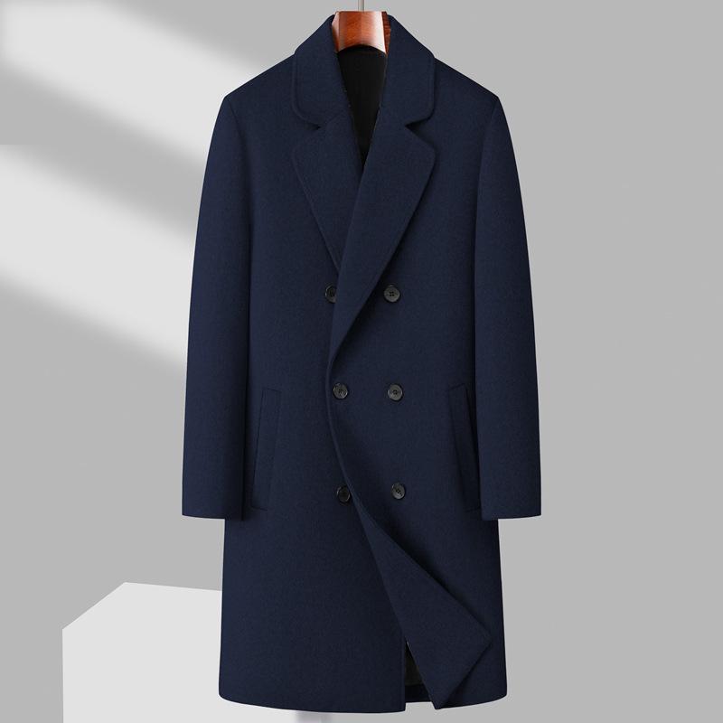 Wool Blend Men's Mid-Length Trench Coat - 2025 Autumn/Winter Collection