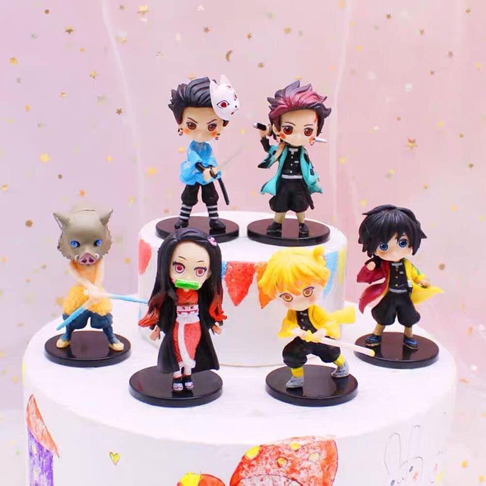 6 Pcs Japanese Anime Figures PVC Action Figure with Base Anime Collection Figurine Doll Toys Gift for Fans Children