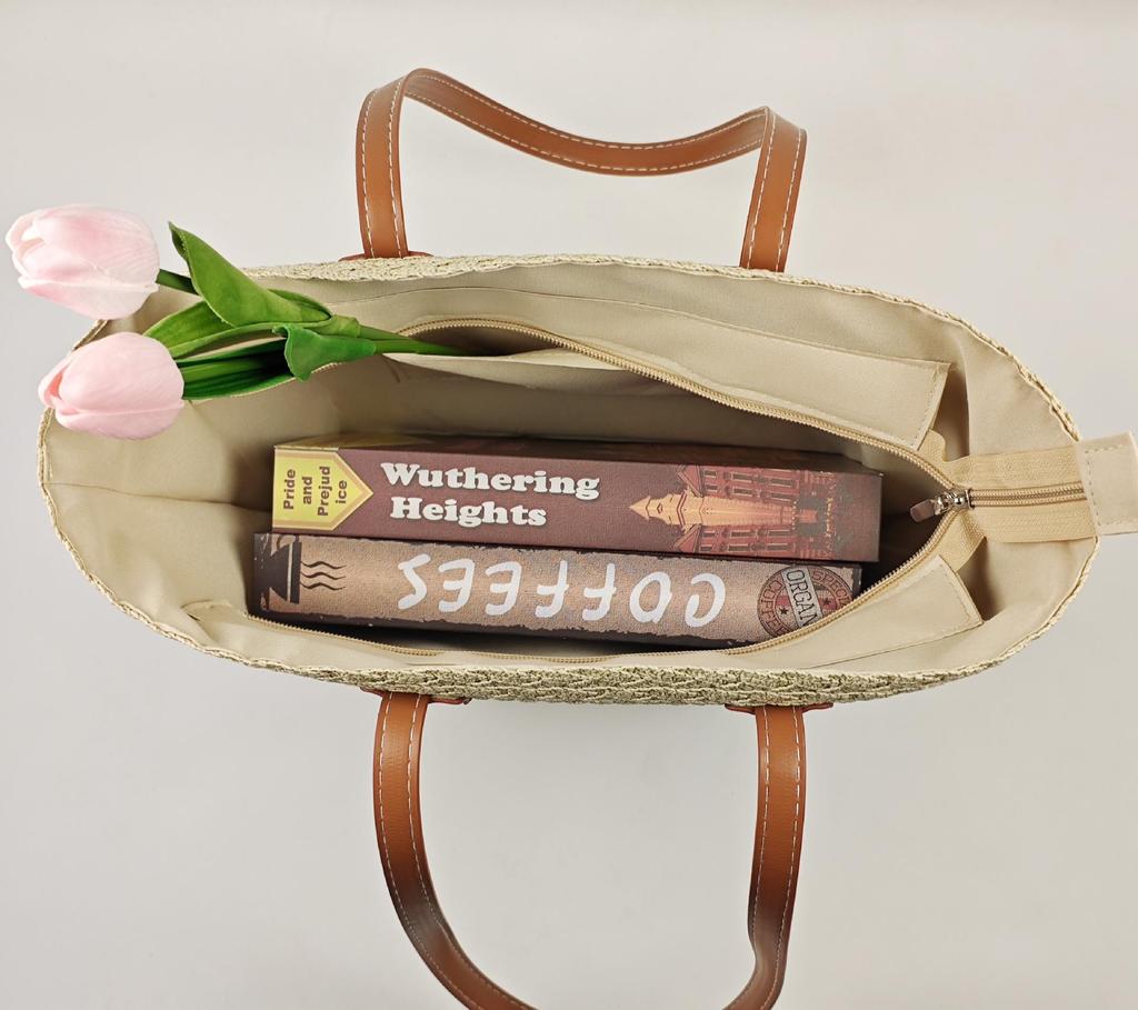 Straw Woven Tote: Beach Style, Large Capacity Shoulder Bag for Women