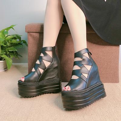 15CM Sexy High-heeled Fish Mouth Wedge Sandalen Dicke Sohle Römerschuhe Wedges Schuhe für Damen High Heels Hochzeitsschuhe Braut