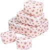 Astro Travel Pouches, Light Pink, Floral Print, Set of 5, Non-Woven Fabric, Travel Case, Small Item Organizer, Travel Storage Pouch, Packing, 183-15