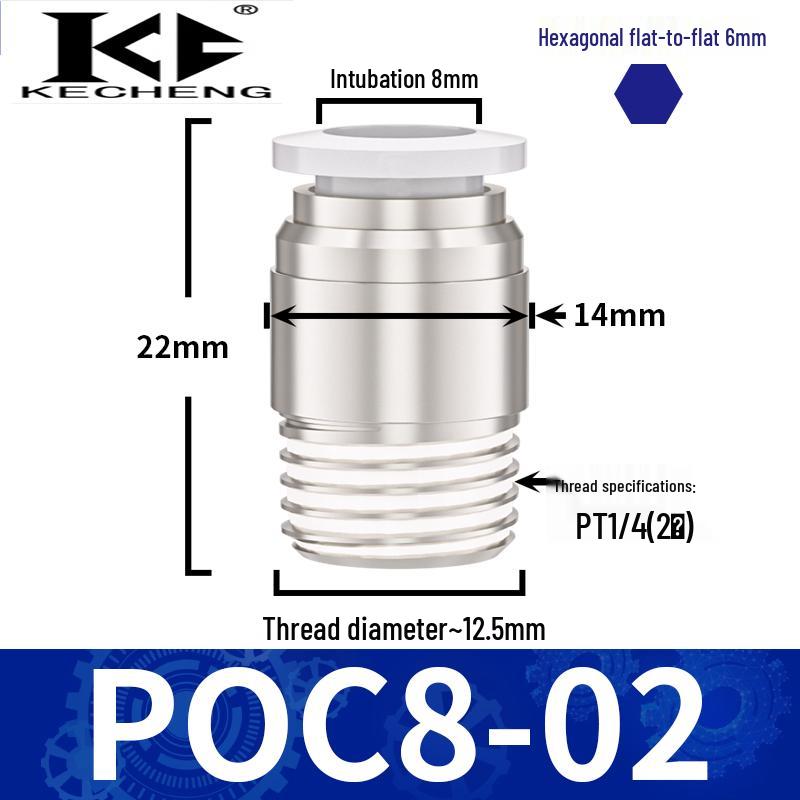 Micro Pneumatic Quick Connector with Internal Hex Thread: POC3/4/6/8-M3/M5/01/02