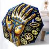 1pc Hand Symbols Automatic Folding Umbrella Compact Lightweight Travel Umbrella with 8-Rib Sturdy Frame, Windproof & Self064
