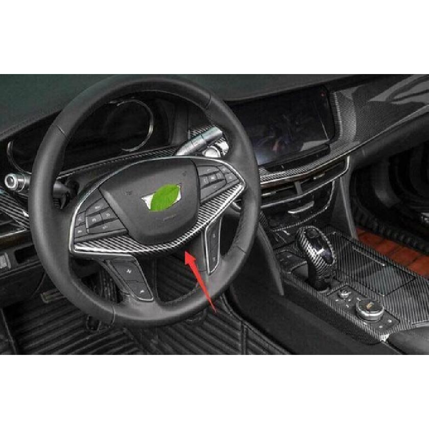 For Cadillac CT6 2016- Carbon Fiber Style Steering Wheel Frame Cover Trim