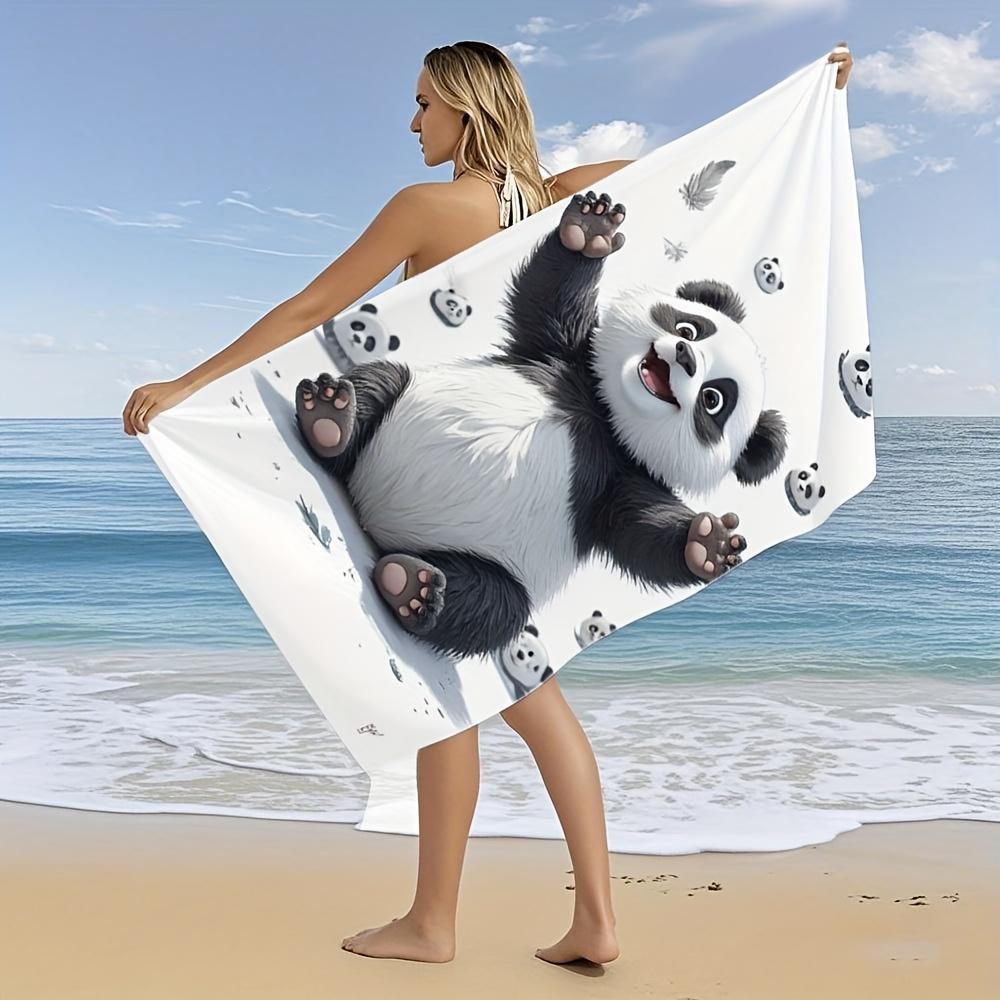 1PC Cute Panda Quick-Dry Microfiber Bath Towel Soft Absorbent Compact Ideal for Swimming Travel Everyday Use Beach Accessories