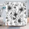1Pc Black And White Floral Shower Curtain - Features Large Blooms And Delicate Flowers, Polyester Fabric, Machine Washable