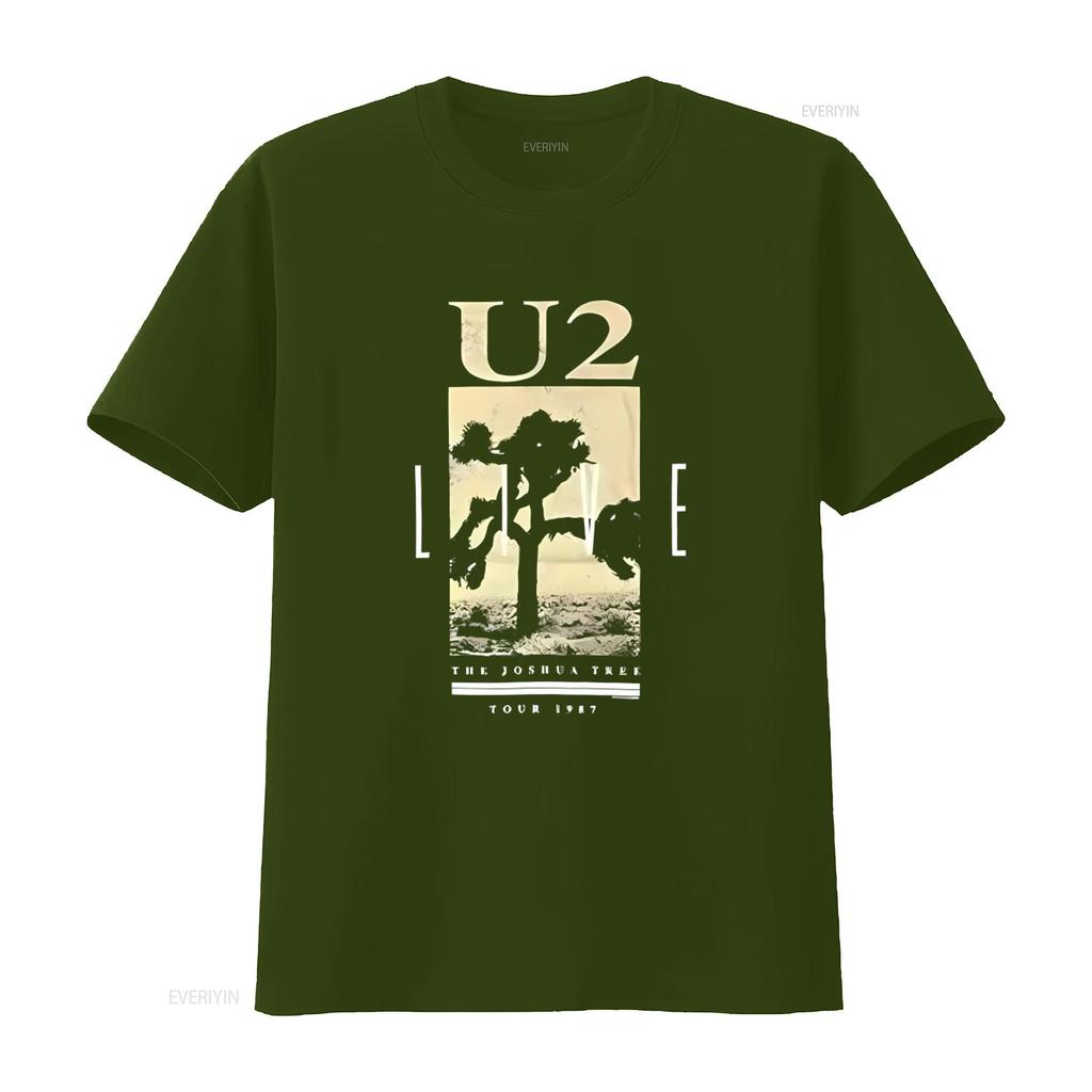 U2 Joshua Tree Live 1987 Tour Vintage Style Unisexs Black Organic Cotton T Shirt Vintage Fashion Unisex Graphic