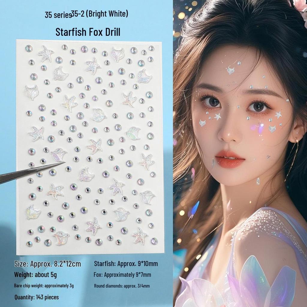 Children's Rhinestone Rose Diamond Face Stickers for Concert Makeup & Styling