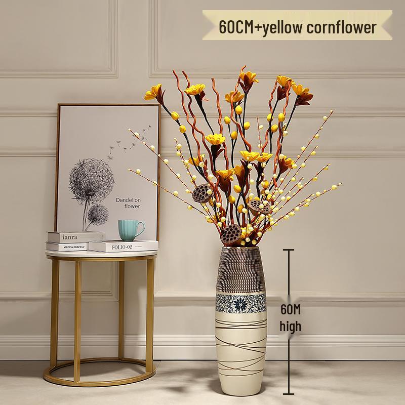 Large European-Chinese Ceramic Floor Vase for Home and Living Room Floral Decor