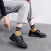 Hot-selling low-top small leather shoes women's genuine leather large-size pure black round head men's couple casual tooling shoes