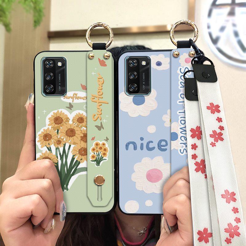 Anti-dust Soft case Phone Case For Blackview A100 Flower Back Cover Lanyard Protective Ring Oil Painting Waterproof