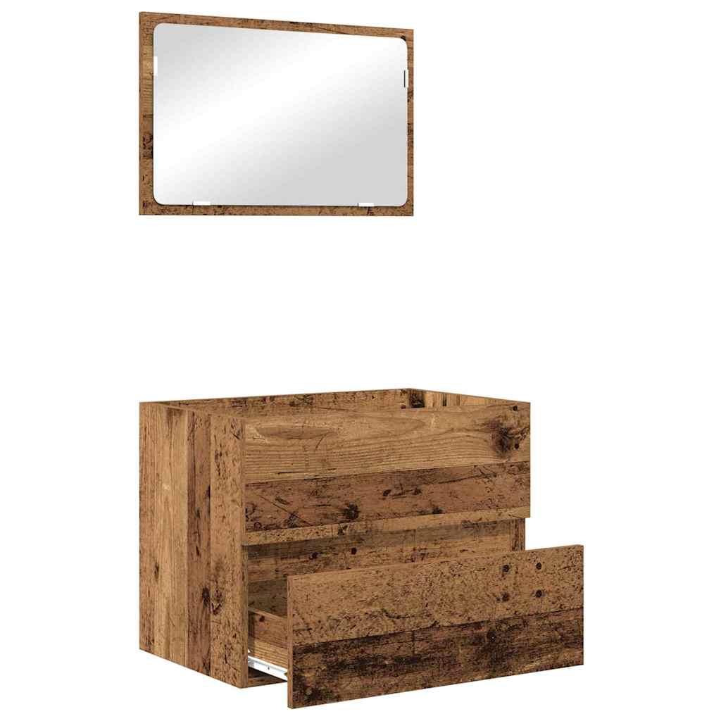 Bathroom Furniture Set 2 Pcs Reclaimed Wood Particleboard and Metal