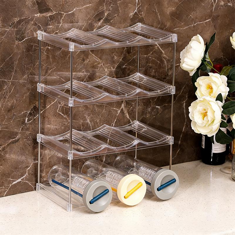 Stackable Water Bottle Organizer Holder For Clear Wine Rack Cup Bottle Holder For Cabinet Home Countertop Fridge Pantry Shelf