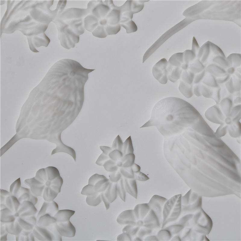 Fugl og blomst silikon fondantform kakedekoreringsverktøy sjokolade gumpasteform