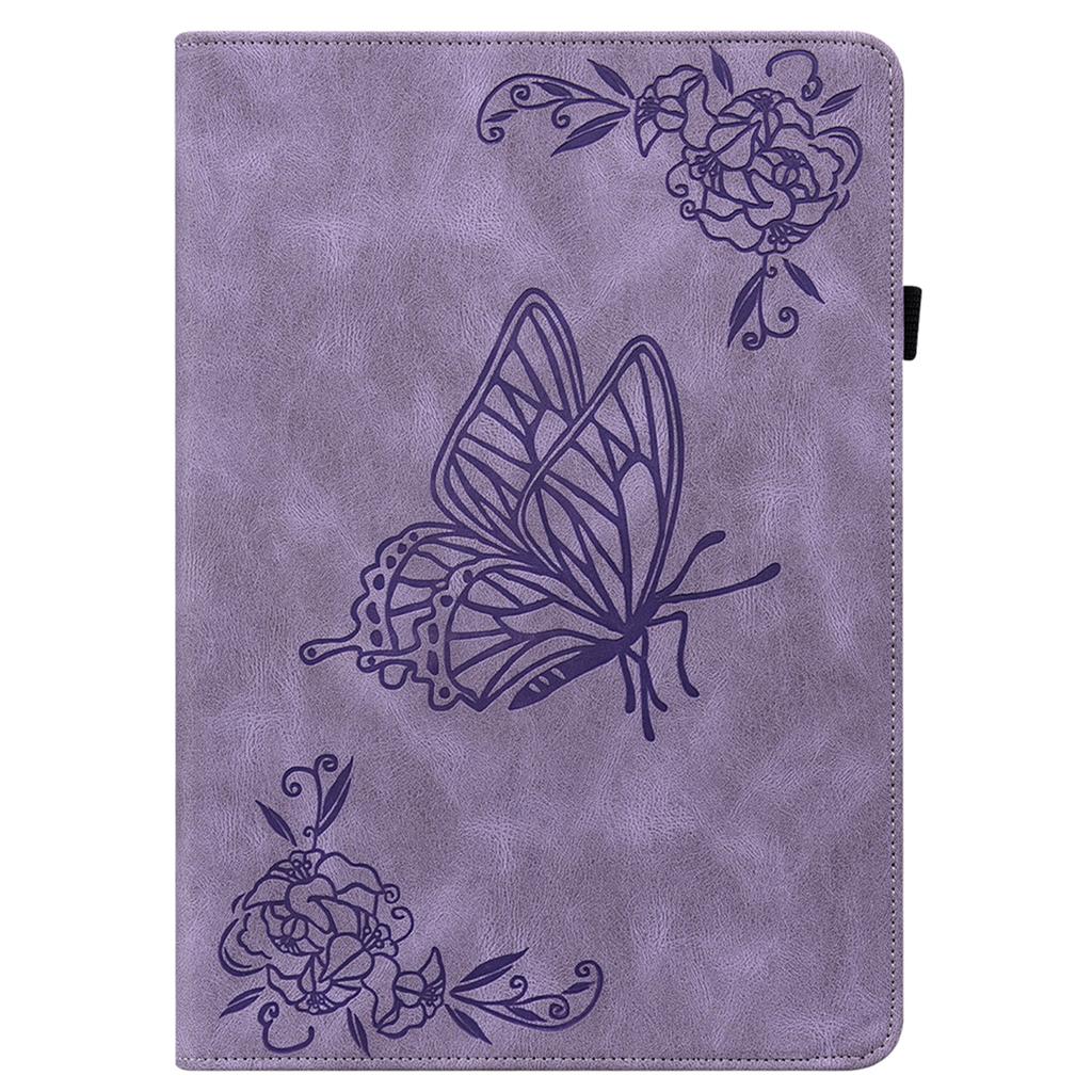 For Samsung Galaxy Tab A11+ Case Butterfly Flower Imprint PU Leather Tablet Cover with Card Slots