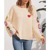 Women’s Pullover: Autumn/Winter Women’s Off-the-Shoulder, Loose-Fit Top with a Straight Neckline – Random Assortment of Colours, Crocheted Design