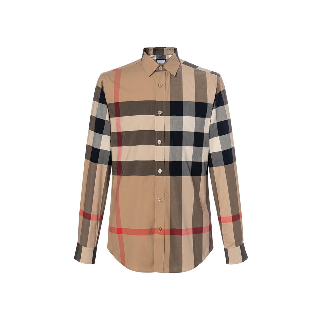 Burberry Check Stretch Cotton Poplin Shirt 80102131