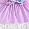 New Summer Baby Girl Flying Sleeve Solid Color Top + Butterfly Print Long Pants Two-Piece Set