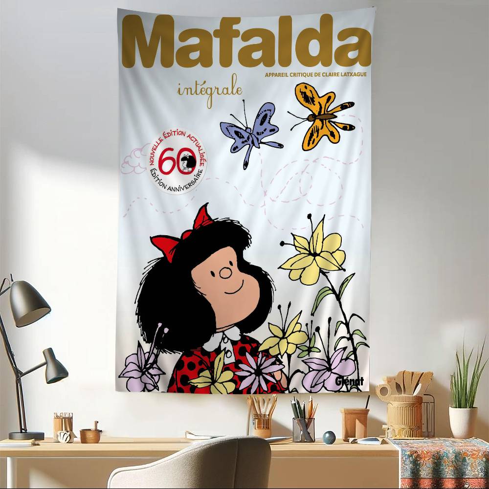 M-Mafalda Comic Chart Tapestry Art Science Fiction Room Home Decor Cheap Hippie Wall Hanging 100X70CM