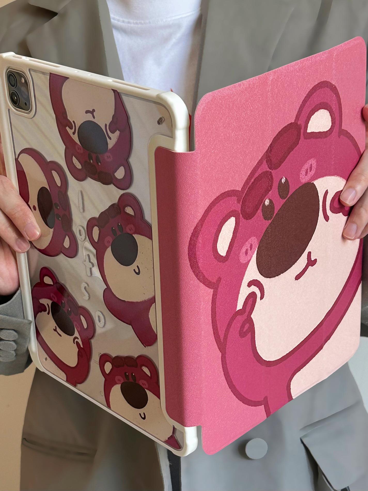 

Three-Fold Cute Strawberry Bear iPad Case for iPad Mini 6 & iPad Pro 2025 iPad mini 6/7 (8.3-inch)