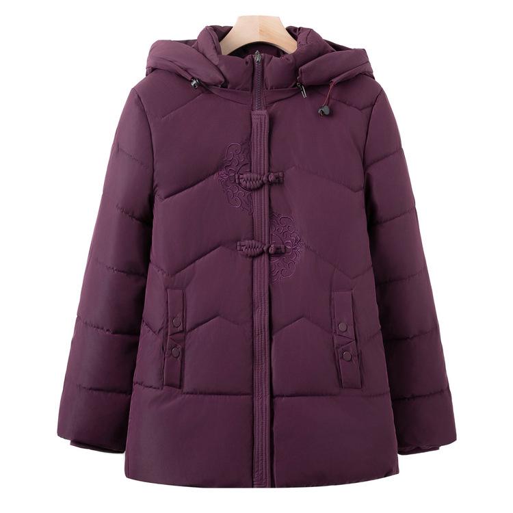 

The Elderly In Winter Tang Suit Hooded Inside with Velvet Thickened Middle-aged and Elderly Women s Cotton Clothes Large Size Grandma s Cotton Clothes 5XL фиолетовый