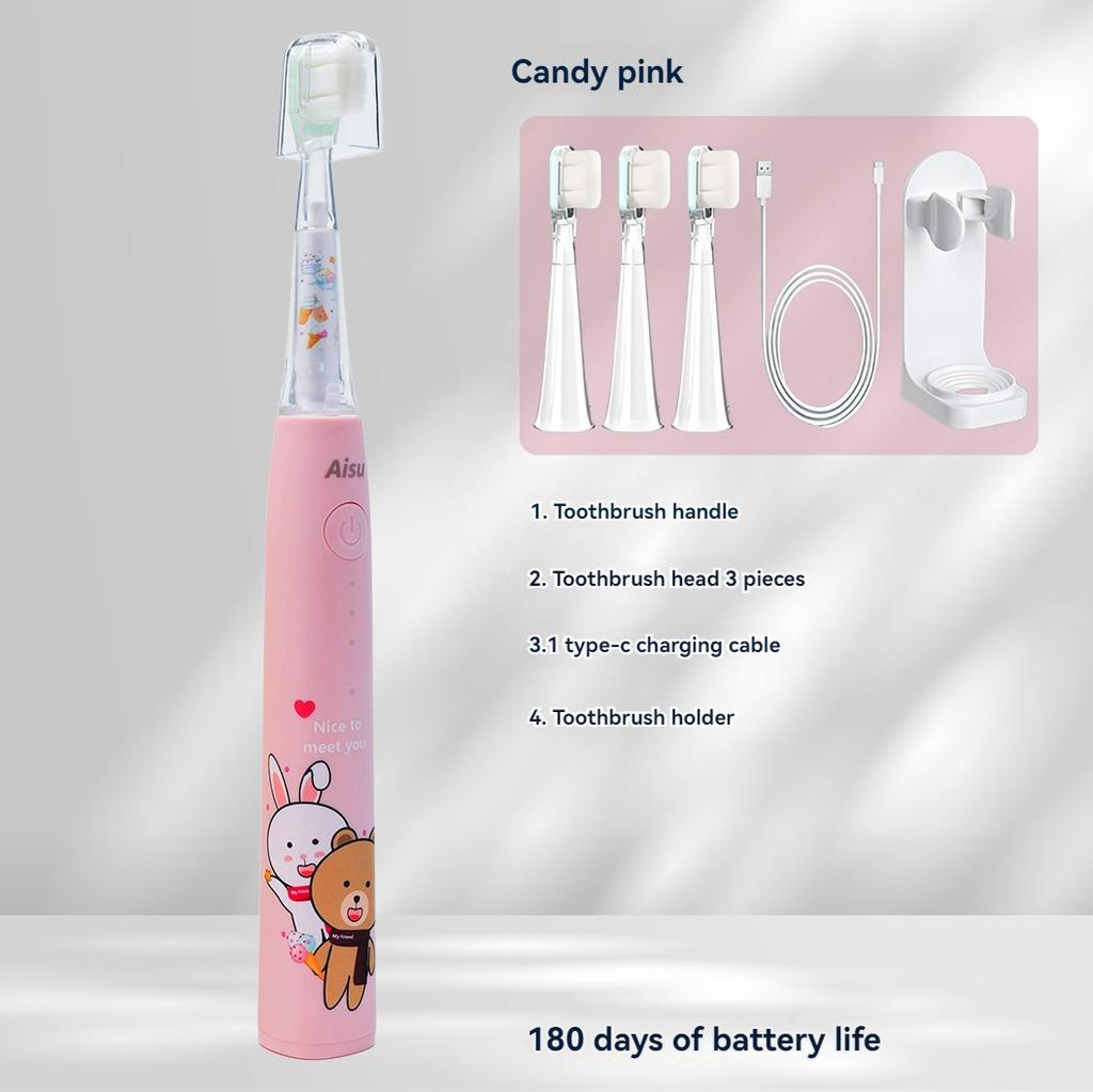 Children's electric toothbrush ultrasonic intelligent type-c rechargeable DuPont Soft bristles sensitive baby 3-12 years old