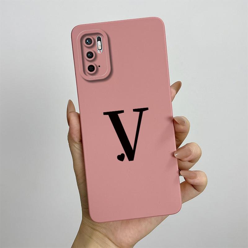 For Xiaomi Redmi Note 10 5G Case Redmi Note 10T 5G Cover M2103K19G Cute Initial Letters Square Phone Case Shockproof Back Cover