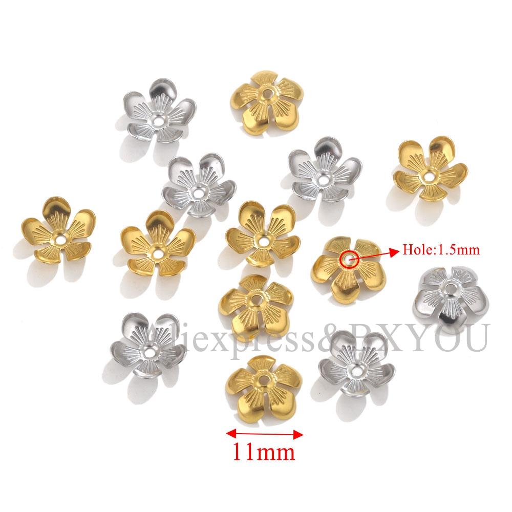 50pcs/lot Stainless Steel Flower Beads Caps Petal Base For DIY Jewelry Making Material Supplies Earrings Handmade Accessories