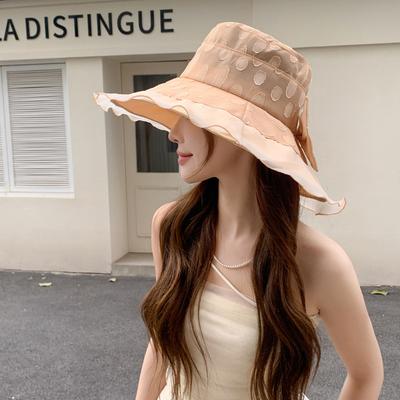 Summer Hat Women Breathable Lace Big Brim Sunshade Sunscreen Bucket Hat Summer Outdoor Versatile Show Small Face