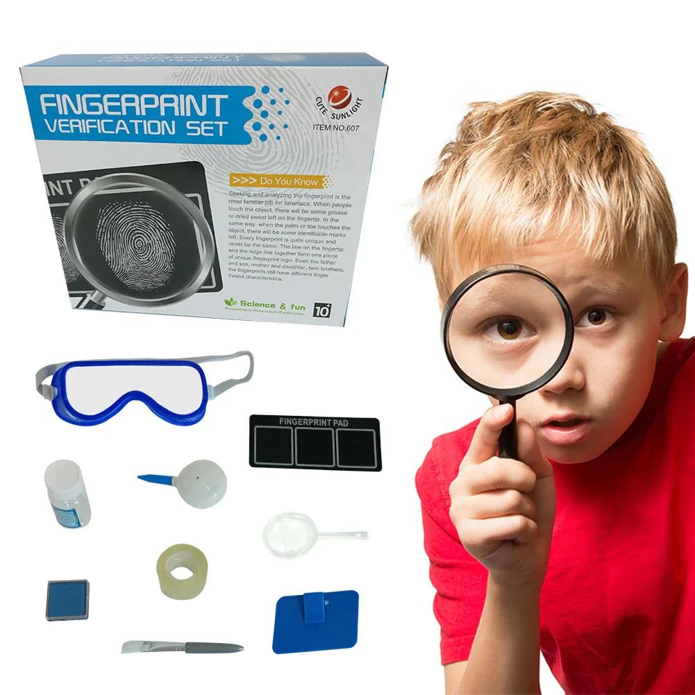 Kids Spy Kit Detective Fingerprint Toys Gifts for Boy Girl Science Experiments Learning Educational Fingerprint Kit with Glasses