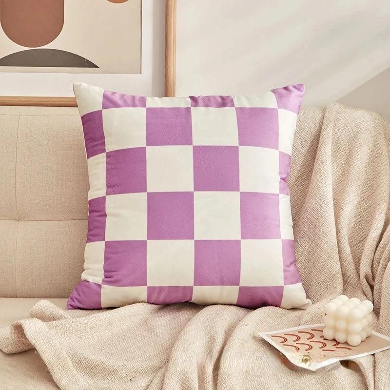 Fashion Checkerboard Plaid Cushion Cover Pillowcase Sofa Seat Bed Retro Home Decor