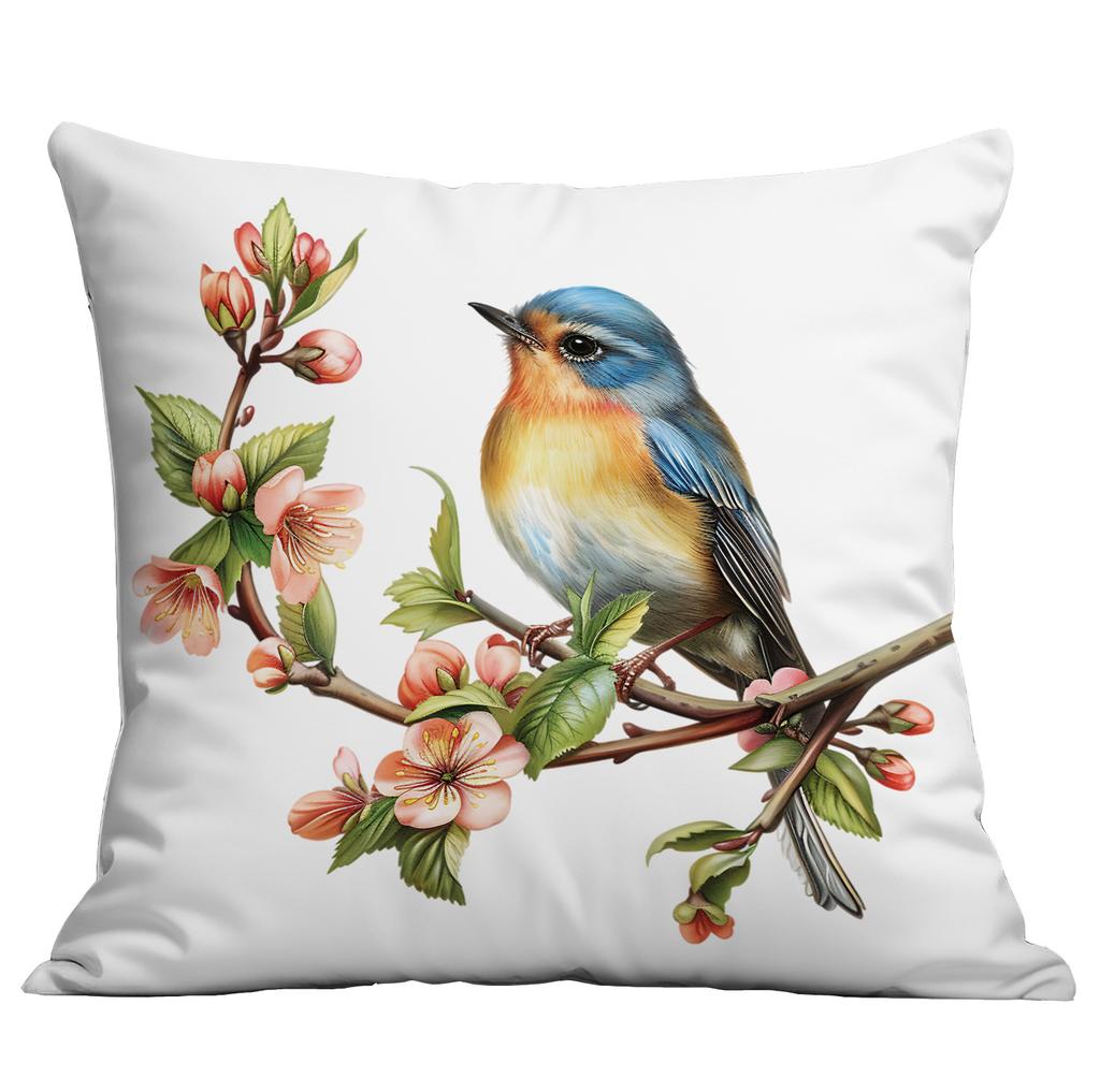 New Spring Flower and Bird Print Pillowcase Home Living Room Sofa Cushion Pillowcase
